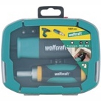 Wolfcraft 1001000, Насадка угловая для дрели и шуруповерта в комплекте (чемодан, держатель бит, 6 бит TX10/15/20/25 PZ2 PH2)