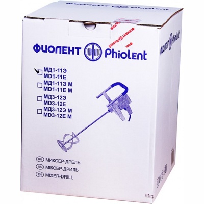 Фиолент МД1-11Э, дрель-миксер, 1100 ВТ, 115 Н/м, 0-600 об/мин, 4,7 кг, без насадки